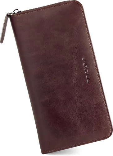 Miniatura 51 de VISOUL Cartera larga de cuero con cremallera para hombres y mujeres con bloqueo RFID, cartera larga de embrague grande con cremallera, Negro