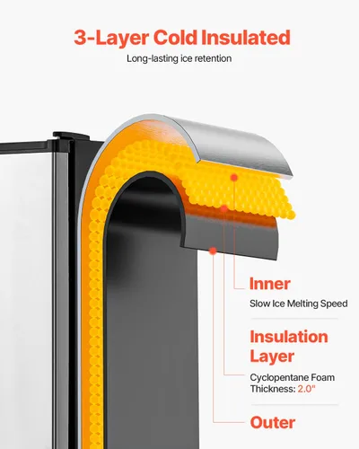 Miniatura 4 de VEVOR Máquina de hielo integrada para debajo del mostrador, 15 libras/día debajo del mostrador, máquina de hielo con puerta reversible de acero