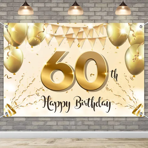 Miniatura 10 de HAMIGAR Fondo de pancarta de feliz cumpleaños 50 de 6 x 4 pies, decoraciones de cumpleaños de 50 años, suministros de fiesta para mujeres, oro blanco