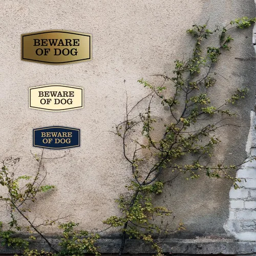 Miniatura 6 de All Quality Fancy Beware of Dog - Letrero de pared o puerta Material duradero Señales de seguridad para el hogar Fácil de instalar Negro/Oro