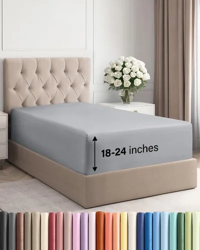 Miniatura 117 de Sábana bajera ajustable extra profunda tamaño completo – Sábana bajera individual de lujo para hotel únicamente – Se adapta fácilmente a colchones