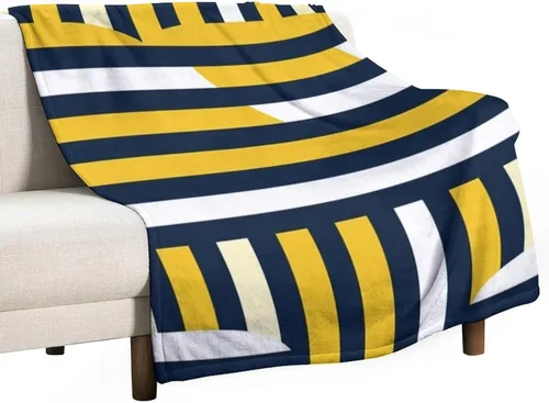 Miniatura 16 de Manta de rayas náuticas amarillas y azul marino, moderna, ultrasuave, manta de microfibra para sofá, cama para niños y adultos, 30 x 40 pulgadas
