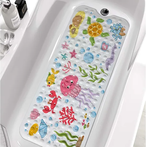 Miniatura 12 de Tapetes de bañera para niños, tapete de baño de astronauta negro antideslizante para bañera de 40 x 16 pulgadas, grande, lavable, antideslizante
