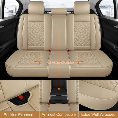 Miniatura 3 de Pariitadin Juego completo de fundas de cuero para asiento de automóvil, impermeables, transpirables, de piel sintética, fundas de asiento