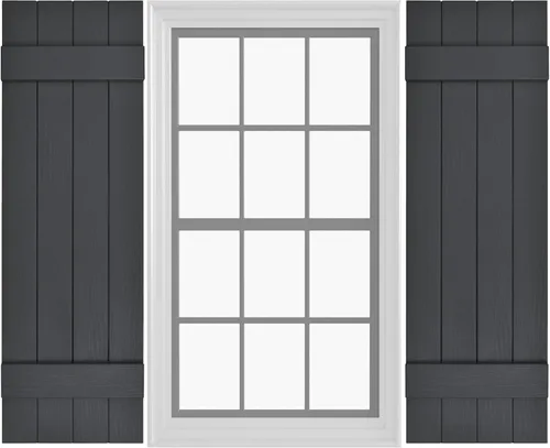 Miniatura 14 de Persianas de Vinilo Board & Batten (1 Par) 11"x31" (3-Tableros) - Negro Cosmos/Pintable Persianas Exteriores para Ventanas Incluye Herrajes