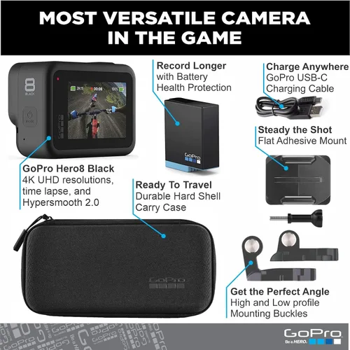 Miniatura 2 de GoPro HERO8 Black - Cámara de acción impermeable con pantalla táctil 4K Ultra HD Video 12MP Fotos 1080p Estabilización de transmisión en vivo