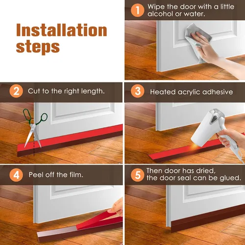 Miniatura 6 de YOUSHARES Burlete para sello de puerta, 2 pulgadas de ancho x 39 pulgadas de largo, tapón de goma para barrido de puerta para insonorización