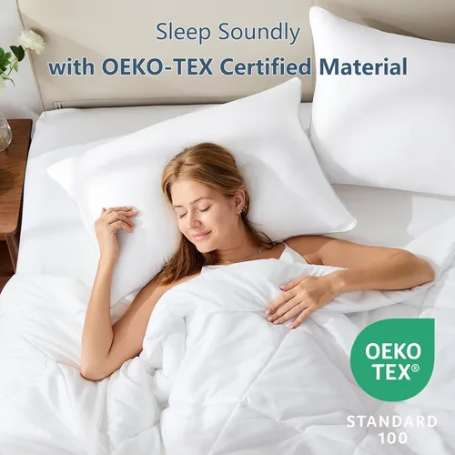 Miniatura 3 de CozyLux Almohadas de cama suaves y de apoyo para personas que duermen de lado y de espalda, relleno alternativo con certificado Oeko-Tex, almohada