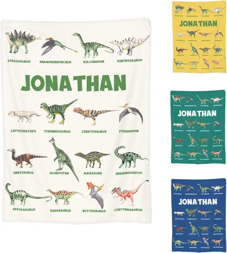Mantas personalizadas de dinosaurio para niños, bebés, niños pequeños, manta de forro polar suave y cálida con nombre, regalos de cumpleaños de