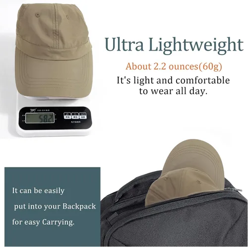 Miniatura 18 de Gorra de béisbol impermeable para hombre, sombrero de lluvia plegable para correr al aire libre, sombrero de pesca solar
