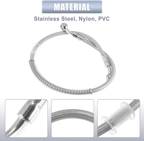 Miniatura 5 de Motoforti 23.62 pulgadas de longitud 0.394 in ID motocicleta línea de freno hidráulico tubo de manguera de aceite de acero inoxidable trenzado cable
