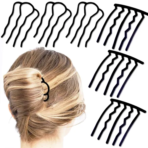 Miniatura 10 de 6 peines laterales de metal para el cabello, pinzas para el cabello, pinzas para el cabello, para moño, forma de U para peinado vintage, accesorios