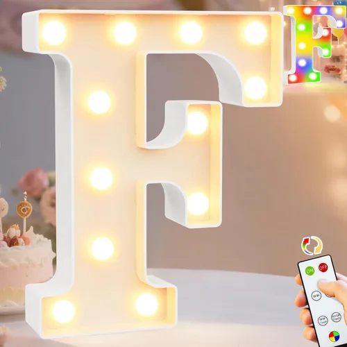 Miniatura 63 de Pooqla Letras con luces LED de marquesina, letras decorativas iluminadas en blanco cálido y blanco frío, letras del alfabeto iluminadas para niños