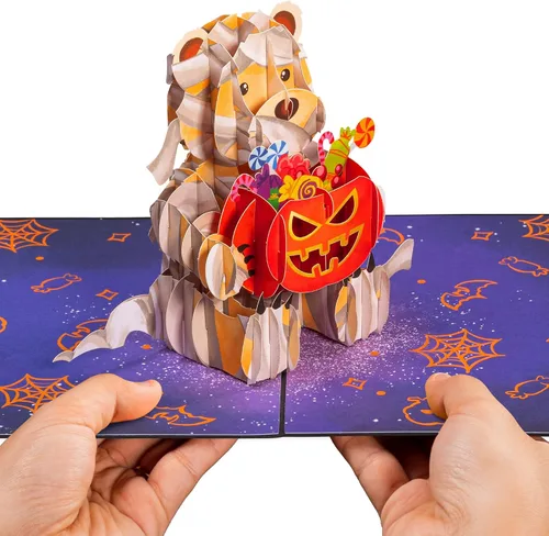 Miniatura 3 de Paper Love Tarjeta desplegable de Halloween, oso 3D, para celebraciones espeluznantes, truco o trato, adultos y niños, cubierta de 5 x 7 pulgadas