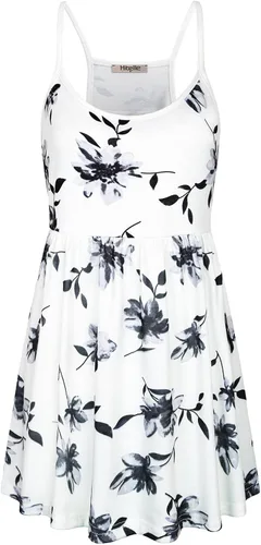Hibelle - Vestido de tirantes para mujer, estilo casual, con cintura imperial, ropa de verano, sin mangas
