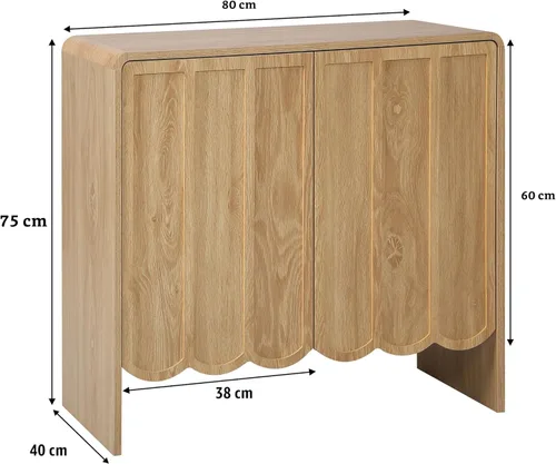 Miniatura 2 de ORRD Aparador Buffet de Acento, Gabinetes de Almacenamiento con 2 Puertas, Gabinete de Madera Estilo Granja con Estantes Ajustables y Panel Ondulado