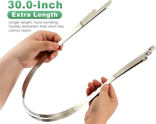 Miniatura 2 de 30-inch Extra Long Metal Zip Ties (50pcs) - Extra Wide Stainless Steel Cable Ties 500lbs Heavy Duty Self-Locking Strap Ties for Industrial &