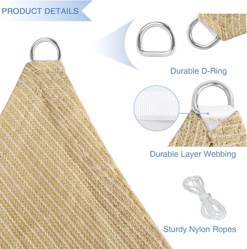 Miniatura 4 de E&K Sunrise - Toldo para exteriores, tipo vela, sombra, protección para rayos UV, Beige