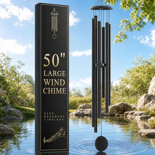 Miniatura 15 de FSVGYY Campanillas de viento para exteriores, decoración grande, tono profundo, tonos melódicos relajantes, campanillas de viento para exteriores