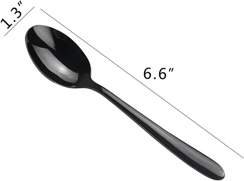Miniatura 2 de Vababa 16 cucharas de postre de acero inoxidable, 6.6 pulgadas, color negro