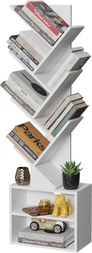 Miniatura 10 de SUNMORY - Estantería de 6 niveles en forma de árbol, estantería pequeña con gabinete de almacenamiento, organizador de estanterías estrechas