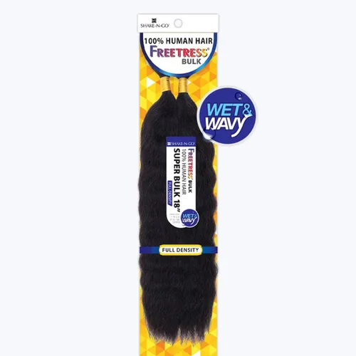 Miniatura 3 de FreeTress - Trenzas de cabello humano, súper a granel de 18 pulgadas (1 negro azabache)