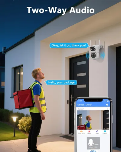 Miniatura 2 de Sistema de cámara de seguridad inalámbrica de doble lente de 4 MP, NVR WiFi de 16 canales con 2 cámaras, 4 antenas un 55% más de alcance, fijo +