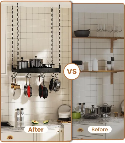 Miniatura 5 de Creso hom Estante Colgante para Ollas, 24x13 Pulgadas Colgadores de Ollas para Cocina, Estante Colgante para Sartenes con 12 Ganchos en Forma de S