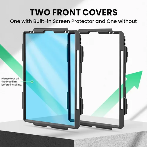 Miniatura 7 de SEYMAC Funda para iPad Pro 12.9 2022/2021/2020/2018, resistente protección a prueba de golpes con protector de pantalla, soporte giratorio de 360°