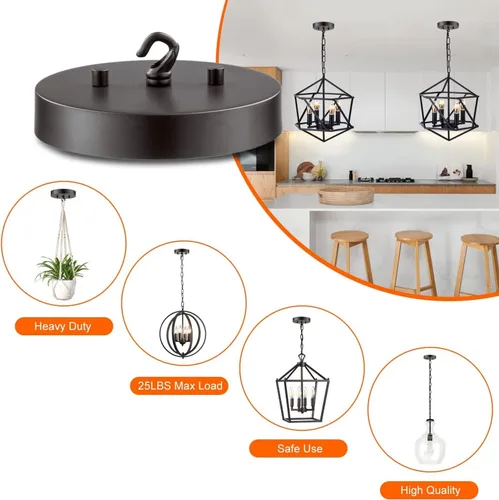 Miniatura 6 de Qc Kit de toldo de luz de techo, 6 pulgadas, placa de cubierta de lámpara para tapa de araña o luz colgante, placa de cubierta de luz de techo