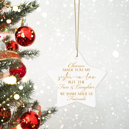 Miniatura 3 de Sieral Adornos colgantes de Navidad para cuñada 2026, ideas de regalos para cuñada, decoración de árbol de Navidad de porcelana, letrero
