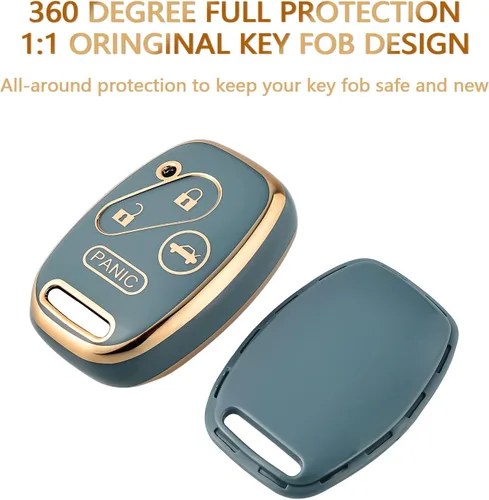 Miniatura 2 de OFFCURVE Funda para llavero con llavero para Honda, funda protectora completa para llave de automóvil para Honda Accord Accord Crosstour CR-V Civic