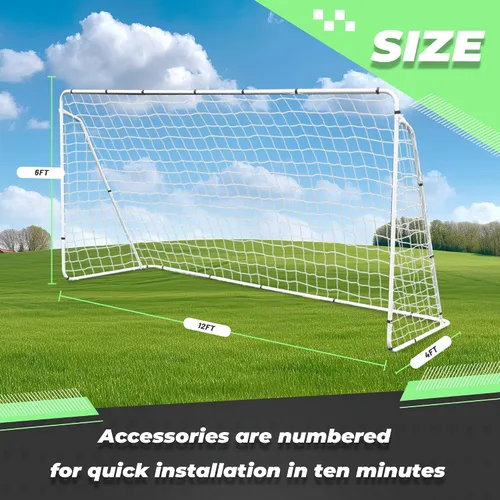Miniatura 7 de F2C Soccer Net 12 x 6 Soccer Goal for Backyard, Steel Frame for Kids, Adult Portable Shooting Training Aid with Carry Bag,Ground Stakes Waterproof