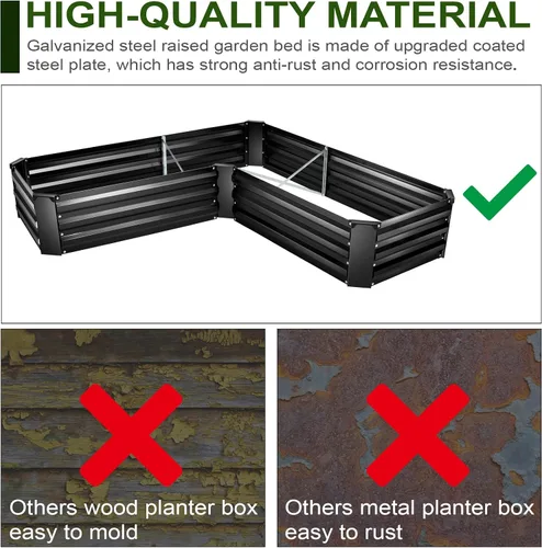 Miniatura 5 de Kit de Cama de Jardín Elevada, Macetero Galvanizado de 5x5x1 pies, Cajas de Jardín Elevado Altas para Exteriores, Camas de Jardín Elevado de Metal