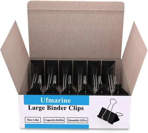 Miniatura 10 de Ufmarine Clips de carpeta extra grandes de 2 pulgadas, (40 piezas) clips de papel grandes para oficina