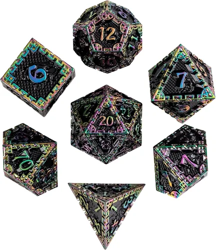 Miniatura 17 de UDIXI Juego de dados de metal de 7 troqueles, juego de dados poliédricos DND para juegos de rol y otros juegos de mesa (cobre antiguo)