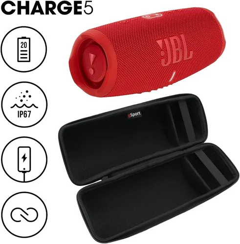Miniatura 2 de JBL Charge 5 Altavoz impermeable portátil con batería integrada y estuche de fibra de carbono gSport (Rojo)