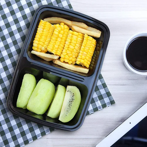 Miniatura 2 de Enther Contenedores de preparación de comidas [paquete de 20] 2 compartimentos con tapas, caja Bento para almacenamiento de alimentos, sin BPA