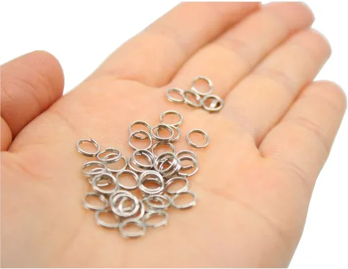 Miniatura 3 de 200 piezas de anillos divididos de metal de 0.236 in chapado en níquel pequeño llavero parte de anillo para manualidades de adorno, plata