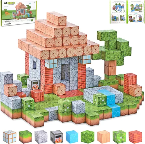 Miniatura 8 de Juego de 32 mini azulejos magnéticos, juguetes magnéticos portátiles, juguetes de aprendizaje y juego STEM de construcción para niños, juguete