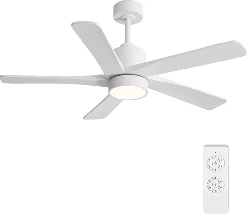 Miniatura 23 de WINGBO Ventilador de techo CC de 64 pulgadas con luces y control remoto, 5 cuchillas reversibles de madera tallada, motor de CC silencioso de 6