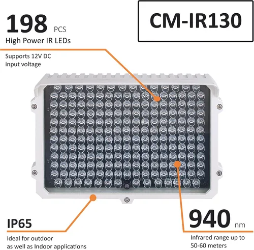 Miniatura 2 de IR130-940 CMVision 940nm Invisible Gran Angular 198pc Iluminación LED IR Pequeño de Alta Potencia con Adaptador de Alimentación Gratis