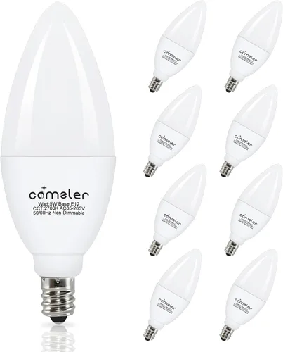 Miniatura 14 de comzler - Foco LED E12 de Candelabro, bombillas LED para ventilador de techo equivalentes a 60 W, focos LED de araña de luz diurna 5000K, bombilla
