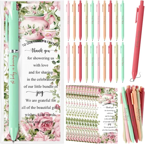 Miniatura 11 de Engrowtic Juego de 25 bolígrafos de regalo para baby shower para invitados con temática oceánica para baby shower, bolígrafos retráctiles