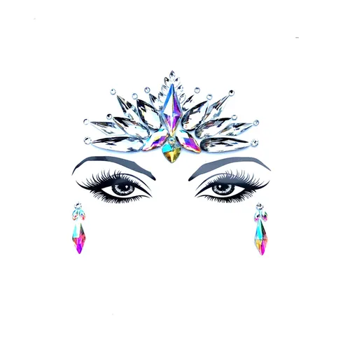 Miniatura 8 de Neva Nude Tatuaje facial de mariposa con purpurina morada con joyas de cristal brillante, adhesivo de grado médico, impermeable y resistente al