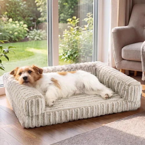 Miniatura 23 de Bedsure - Cama ortopédica para perros medianos, camas impermeables de espuma viscoelástica medianas con lados, sofá de espuma de nido de abeja