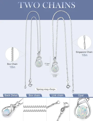 Miniatura 2 de HXZZ Joyería fina con piedra natal para mujer, piedras preciosas naturales, topacio amatista, ópalo, granate, peridoto y citrino, plata de ley