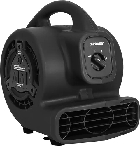 Miniatura 11 de XPOWER P-80A Mini Mighty - Ventilador de aire centrífugo de 138 W 600 CFM, secador de alfombras, ventilador de piso, soplador, apilable, conexión