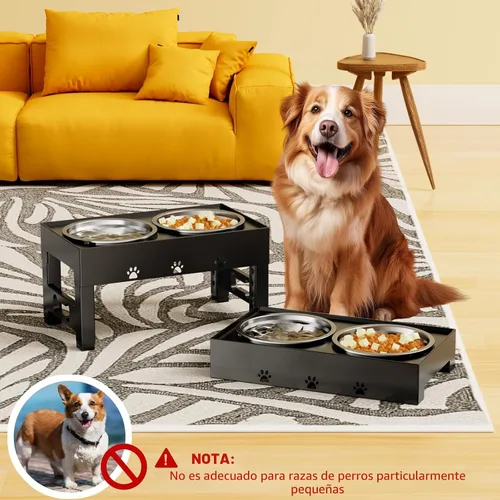 Miniatura 7 de Cuencos elevados para perros con 2 cuencos de acero inoxidable, soporte ajustable de 5 alturas (3.1 pulgadas, 9 a 12 pulgadas), para una mejor Negro