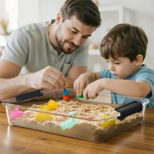 Miniatura 4 de Vtopmart Contenedores de almacenamiento de plástico de 6 cuartos con tapas, contenedores sensoriales transparentes, organizadores y almacenamiento